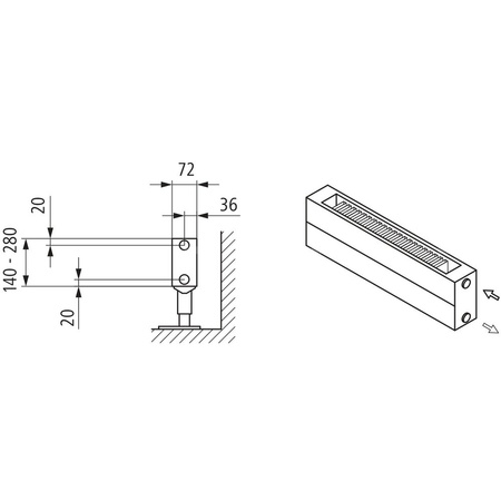 Kermi konwektor KNN21 140x72x5000 RAL 9016, 6 bar, z osłoną, podł. Uni