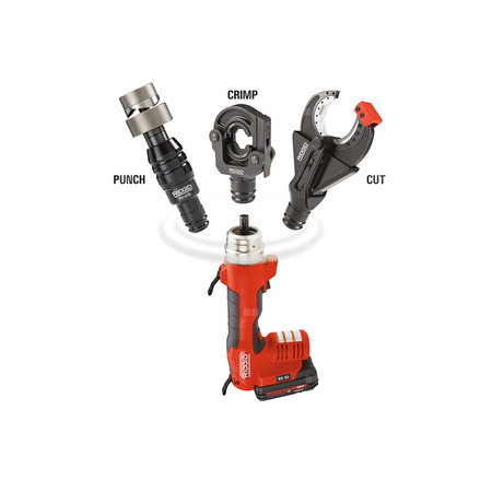 Elektronarzędzie RE 60 z głowicą tnącą nożycową SC-60C i okrągłą głowicą zaciskową LR-60B