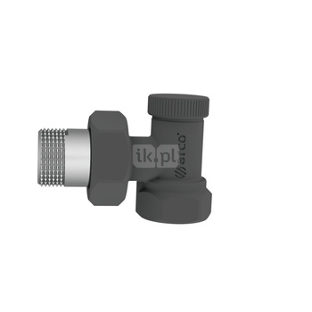 Zawór grzejnikowy ARCO TEIDE PLUS kątowy (kąt prosty), połączenie 1/2'' x 15 czarny