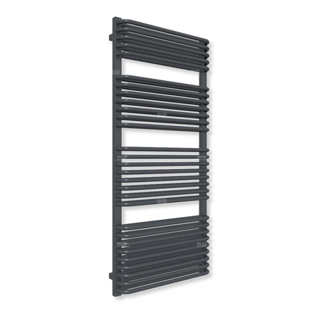 Grzejnik elektryczny TERMA TYTUS 1420 x 640 mm, kolor metaliczna czerń, moc 1200 W, podłączenie E1, kabel prosty z wtyczką biały