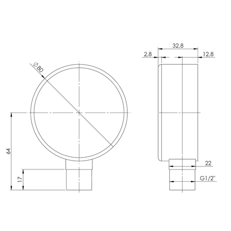 Manometr z rurką Bourdona AFRISO RF grzewczy 0/4 bar radialne G1/2B fi 80 mm, kl. 2.5%