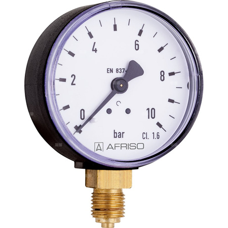 Manometr z rurką Bourdona AFRISO RF standardowy 0/0,6 bar G1/4B aksjalne fi 100 mm, kl. 1.6%
