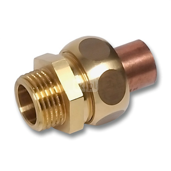 Śrubunek SANHA 5343G trzyczęściowy, Cu, 15 mm x 1/2'' (lut wewnętrzny x GZ)