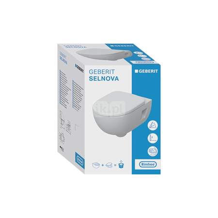 Deska sedesowa Geberit Selnova, mocowanie od góry: Wolne opadanie=Tak, Zawiasy wypinane=Nie, Mocowanie=Od góry, Biały / Błyszczący