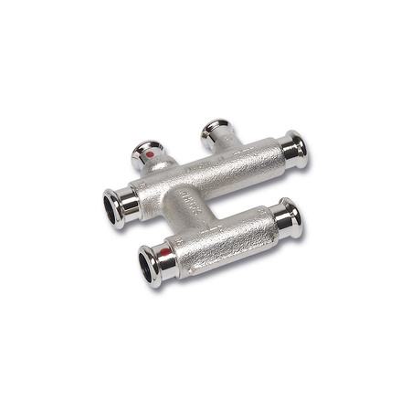 Trójnik SANHA Therm krzyżowy stal (niklowanie) 15 mm x 15 mm x 15mm (zw x zw x zw)