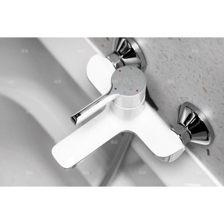 Bateria wannowa ścienna KFA Armatura ANGELIT, kolor chrom biała