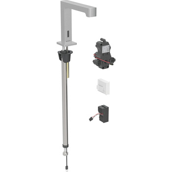 Bateria umywalkowa Geberit Brenta, stojąca, zasilanie sieciowe, do podtynkowej skrzynki funkcyjnej, z mieszaczem, stal nierdzewna