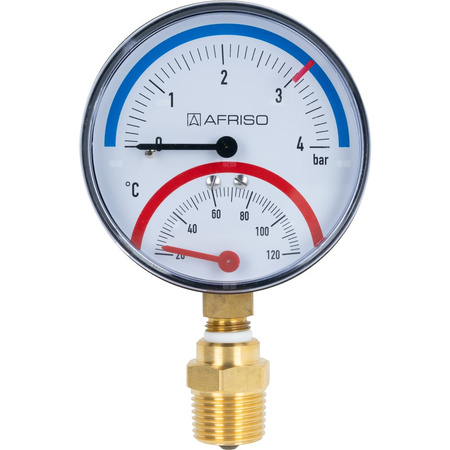 Manometr AFRISO TM radialne 1/4'' fi 80 mm, 0 - 4 bar, 20 - 120'C