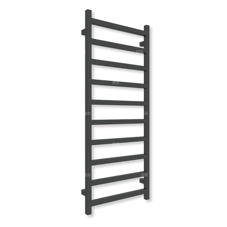 Grzejnik elektryczny TERMA SIMPLE 1200 x 500 mm, kolor czarny jak kruk soft, moc 400 W, podłączenie E1, kabel prosty bez wtyczki z maskownicą czarny