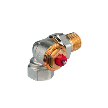 Zawór termostatyczny, narożny lewy, wkładka FX, 3/8", gwint wewnętrzny, ze złączką do grzejnika z uszczelnieniem metal-metal