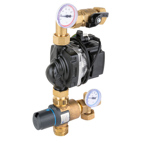 Grupa pompowa AFRISO BTU 502 nakrętka x nakrętka 1'' x 1'', z zaworem mieszającym, z pompą obiegową Grunfos UPM3 Auto