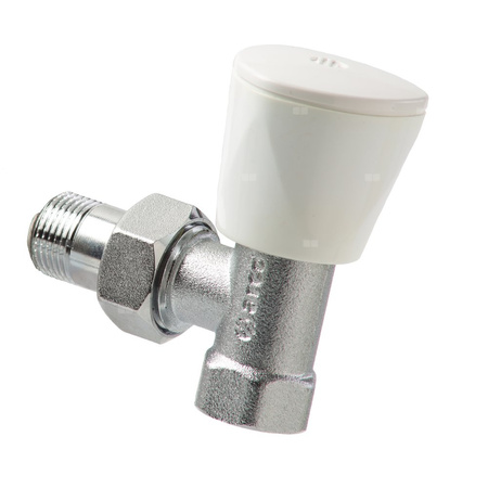 Zawór grzejnikowy ARCO TEIDE PLUS kątowy (kąt prosty), połączenie 3/8'' x 3/8'' (chrom) biały