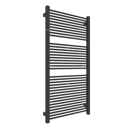 Grzejnik elektryczny TERMA MIKE ONE 530 x 1035 mm, kolor czarny jak kruk soft RAL9005, moc 600 W, podłączenie E1, kabel spiralny z wtyczką 2,5m czarny