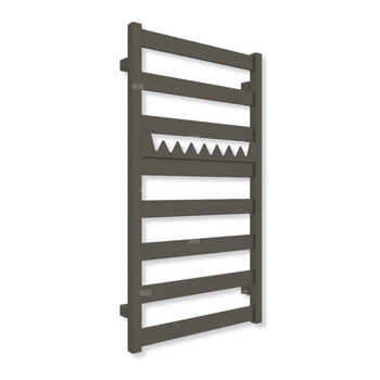 Grzejnik elektryczny TERMA VIVO 910 x 500 mm, kolor brąz anodowy, moc 400 W, podłączenie E1, kabel prosty bez wtyczki z maskownicą srebrzysty