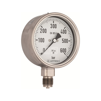 Manometr z rurką Bourdona AFRISO RF chemiczny -1/9 bar G1/2B radialne fi 160 mm, kl. 1,0%