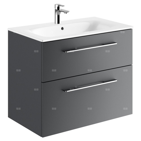 Zestaw umywalki meblowej Geberit Selnova Square, slim rim, z szafką pod umywalkę, z dwoma szufladami: B1=78.8cm, T=50.2cm, Otwór na baterię=Na środku, Przelew=Widoczny, Lava