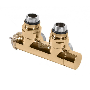 Zawór termostatyczny kątowy 50 oś CYLINDER, Prawy, GZ 1/2"-GZ 24-19, Złoty, (V37100HSX)