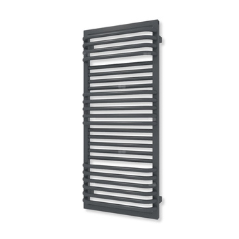 Grzejnik elektryczny TERMA POC 2 1040 x 450 mm, kolor metaliczna czerń, moc 600 W, podłączenie ES, kabel spiralny z wtyczką srebrzysty