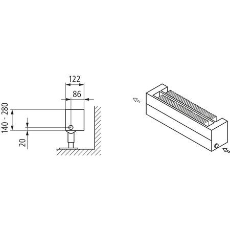 Kermi konwektor KNN22 70x122x2000 RAL 9016, 6 bar, z osłoną, podł. 14