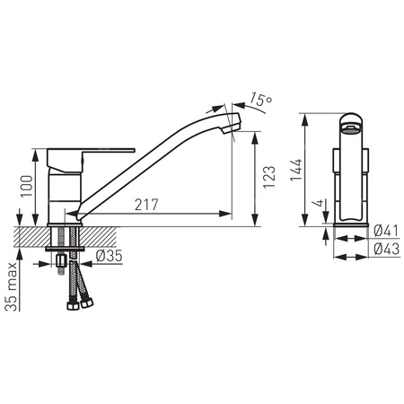 Bateria zlewozmywakowa stojąca FERRO SAVIO, kolor chrom