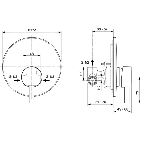 CERALINE BATERIA NATRYSKOWA PODTYNKOWA KIT1+2 SBLK