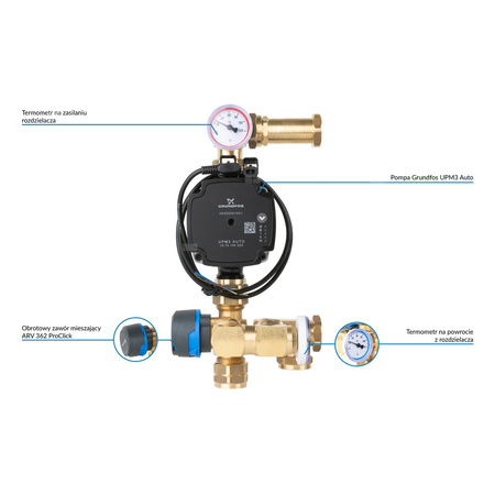 Moduł mieszający BRU 551 do ogrzewania podłogowego z zaworem ARV 362 Vario ProClick