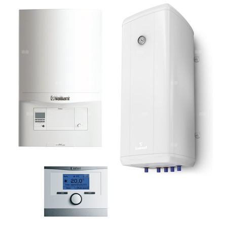 Pakiet - Kocioł gazowy jednofunkcyjny VAILLANT ecoTEC pro VC 146/5-3 kondensacyjny wiszący 5.9 - 15.3 kW + Czujnik c.w.u. + RegulatorcalorMATIC 350 + Zasobnik c.w.uVulcan 100L wiszący