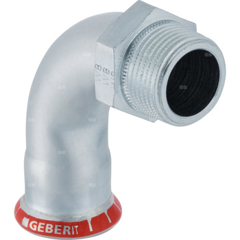 Kolano 90' GEBERIT Mapress C-Stahl przejściowe, stal (ocynk galwaniczny/elektrolityczny) (ocynk), 3/8'' x 15 mm (GZ x mufa zaprasowywana) z uszczelką