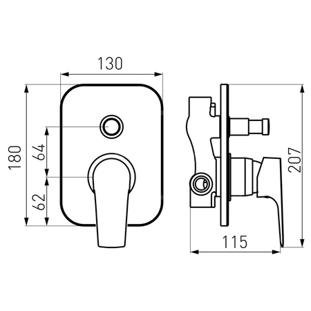 Bateria podtynkowa FERRO TIGA 2-funkcyjna, kolor chrom