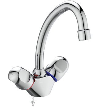 Bateria umywalkowa z podwójną regulacją 148x189x228 mm, wylewka 155 mm 12 l/min (3 bary), bez korka spustowego - ALPHA NEW