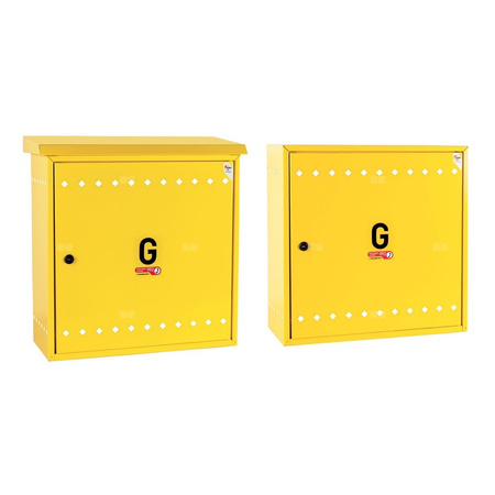 Skrzynka gazowa, 450x450x250, naścienna, metalowa, z płaskim daszkiem - brązowa (na gazomierz G4/G6 bez reduktora)