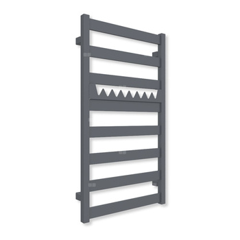 Grzejnik elektryczny TERMA VIVO 910 x 500 mm, kolor szary żelazowy RAL7011, moc 400 W, podłączenie E8, kabel spiralny z wtyczką czarny