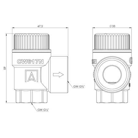 Zawór przelewowy AFRISO MS mosiądz 2,5 bar GW 1/2'' x 3/4''