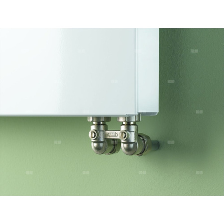 Grzejnik płytowy typ 11 KERMI Plan-V, lewy, z osłoną wym. 905 x 505 mm, kolor biały, moc 639 W