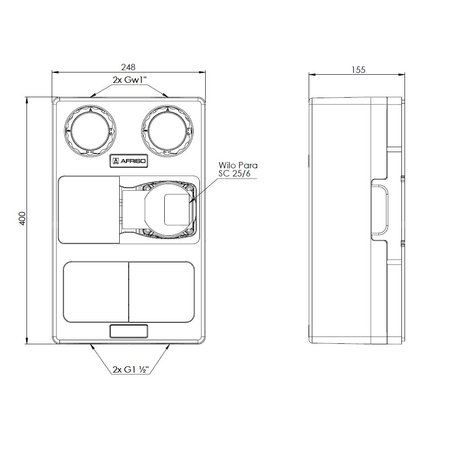 Grupa pompowa AFRISO PrimoTherm K 180-1 DN 25 WP GZ x GW 1 1/2'' x 1'', z izolacją, z pompą obiegową Wilo Para SC 25/6