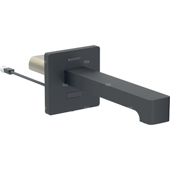 Bateria umywalkowa Geberit Brenta, ścienna: Czarny mat / Z powłoką easy-to-clean, L=17cm