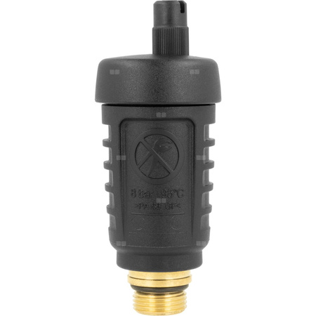 Odpowietrznik automatyczny pionowy, hybrydowy PrimoVent G3/8'' z Aquastop i zaworem stopowym, R1/2"