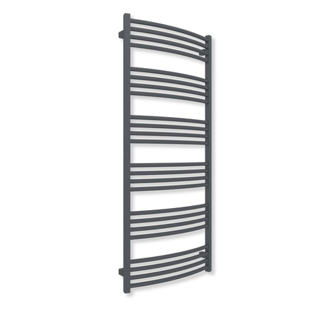 Grzejnik elektryczny TERMA LENA 1380 x 600 mm, kolor metaliczny szary, moc 800 W, podłączenie E1, kabel spiralny z wtyczką srebrzysty