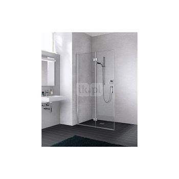 Kermi drzwi wahadłowo-składane Liga 2YR 1000x 2000 BV: 975-1000 srebro wysoki połysk, szkło ESG przezroczyste z Clean