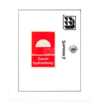Zawór hydrantowy pożarowy typ ZH-52 wraz z obudową. Obudowa 400 wnękowa. Znak B, zamek OTS, kolor RAL9003