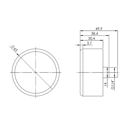 Manometr z rurką Bourdona AFRISO HZ grzewczy 0/4 bar aksjalne G1/4B fi 63 mm, kl. 2.5%