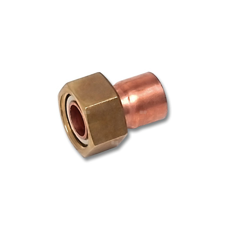 Półśrubunek SANHA 5240G dwuczęściowy, miedź, 15 mm x 3/4'' (lut wewnętrzny x GW)