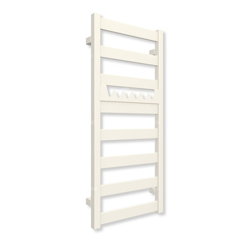 Grzejnik elektryczny TERMA VIVO 910 x 400 mm, kolor biały RAL9010, moc 300 W, podłączenie E8, kabel prosty bez wtyczki z maskownicą biały