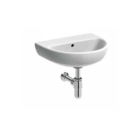 Umywalka GEBERIT Selnova owalna, biała, 500mm, bez otworu na baterię, z odpływem przelewowym, półka od ściany