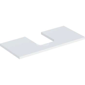 Blat pod umywalkę Geberit ONE z wycięciem, do umywalki nablatowej w kształcie misy: B=104.2cm, Biały, Lakierowany matowy, Przekrój=Na środku