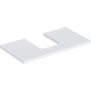 Blat pod umywalkę Geberit ONE z wycięciem, do umywalki nablatowej w kształcie misy: B=74.6cm, Biały, Lakierowany matowy, Przekrój=Na środku