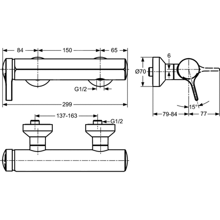 Bateria natryskowa natynkowa 299x161x112 mm 20.5 l/min (3 bar) - MELANGE