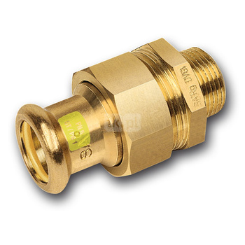 Śrubunek SANHA Press Gas trzyczęściowy, miedź, 15 mm x 1/2'' (zw x GZ)