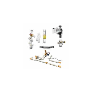 Grupa pompowa z zewnętrznym zaworem 3-drogowym do przygotowania ciepłej wody użytkowej przez pierwszy kocioł jednostki kaskadowej przez zawór 3-drogowy do kotła GC7000WP