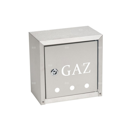 Skrzynka gazowa nierdzewna 250x250x150 naścienna z płaskim daszkiem